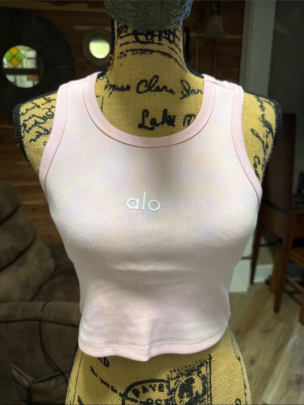 ALO Yoga Light Pink Ribbed Cropped Tank